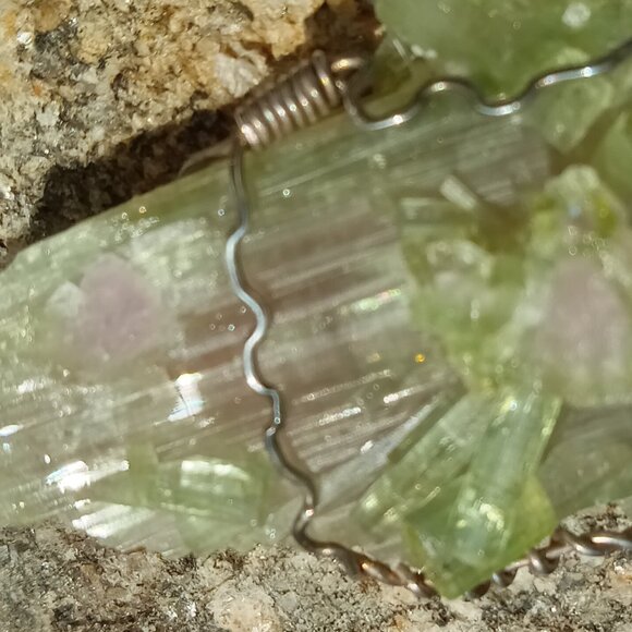Watermelon Tourmaline Natural Cluster Pendant - Picture 3 of 4